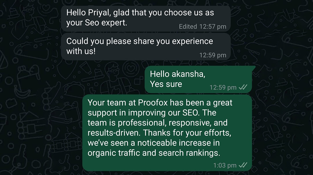 WhatsApp message from a client about campaign results
